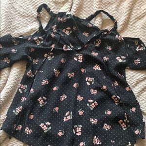 Black floral blouse